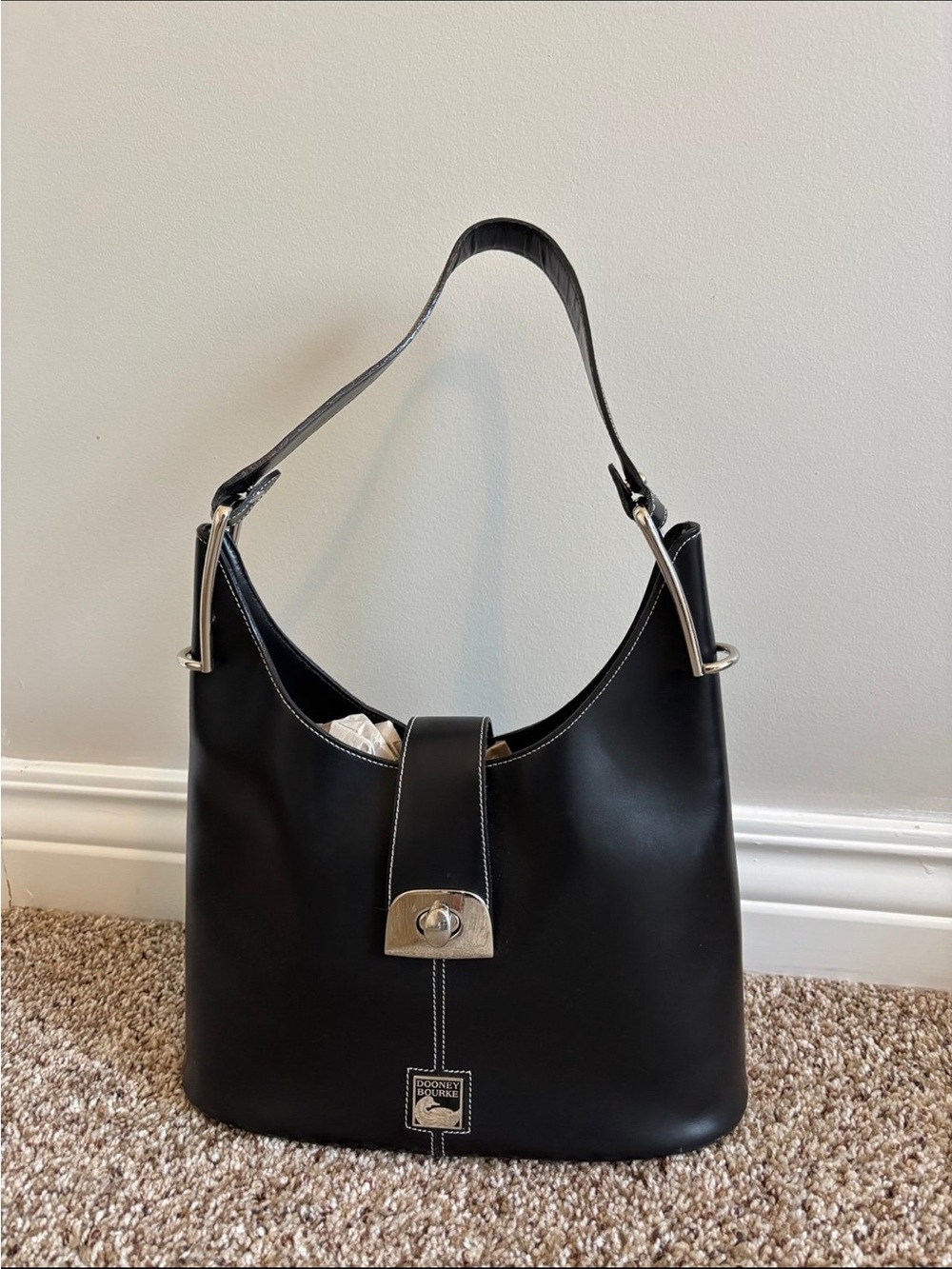 Dooney & Bourke Vintage Signature Crescent Hobo Bag Purse